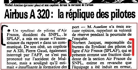 Image : dépêche AFP du 31 juillet 1988 dans le Quotidien de Paris du lendemain, 1er août (extrait)