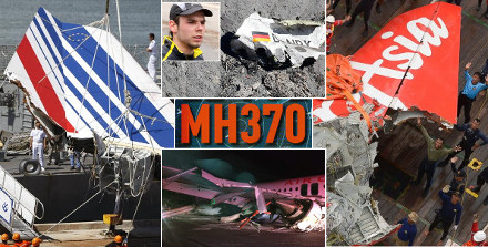 Image : crashs Malaysia MH370, Air France AF447, AirAsia QZ8501 et autres crashs